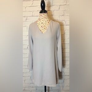 Three Eighty Two Gray Chiffon V-Neck Dress Size XS NWT